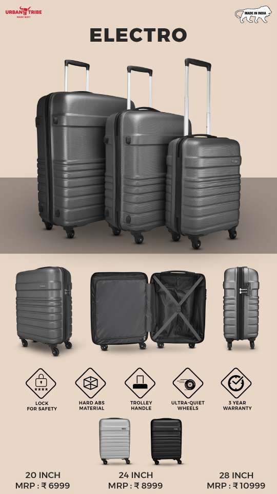 ELECTRO – 3‑Piece Hard ABS Trolley Set